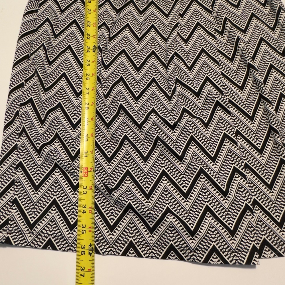 Talbots Dress Black White Chevron Faux Wrap Modern Mp Petite Geometric Zigzag - Picture 5 of 8